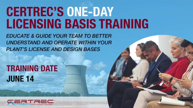 Certrec Academy Licensing Basis Training - June 14, 2023 - Certrec Trainings